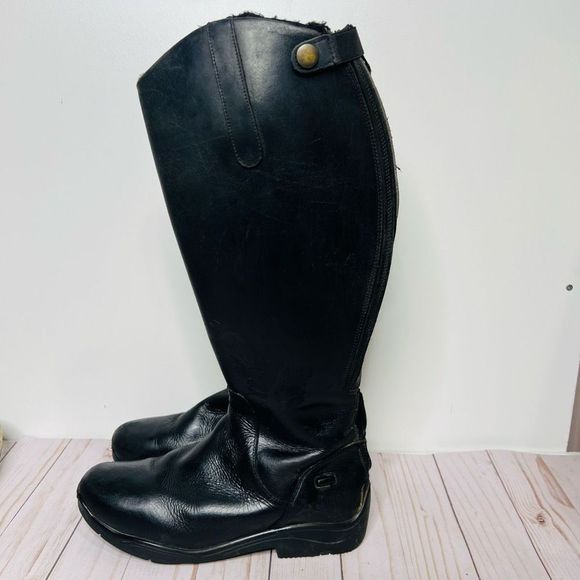 OEQ Shoes - OEQ Insulated Equestrian Riding Boots Horse Black Leather